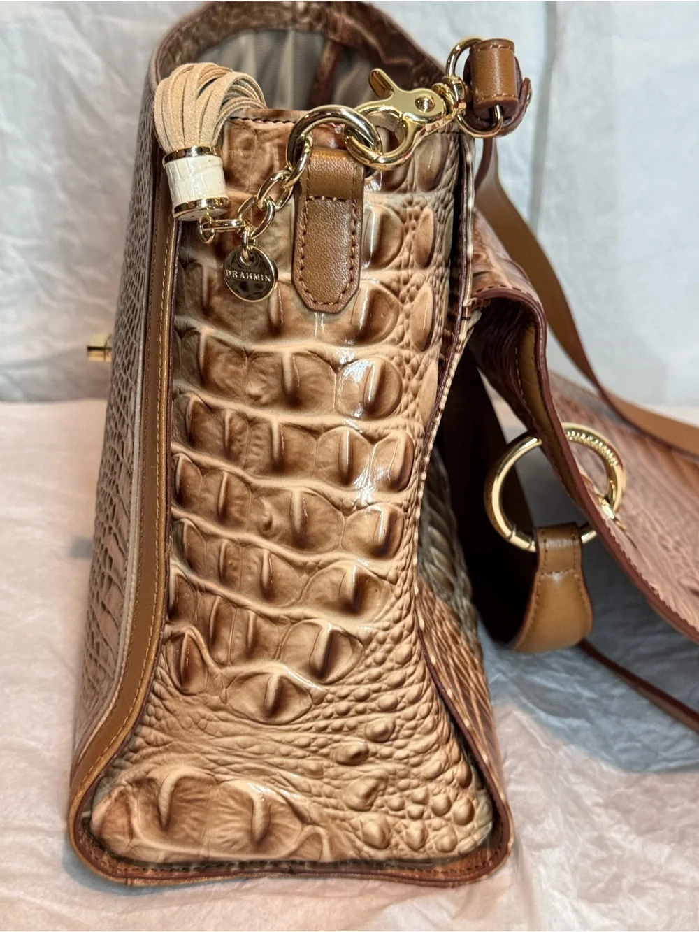 Brahmin Brinley in Sandshell Varadero Leather—Like New!